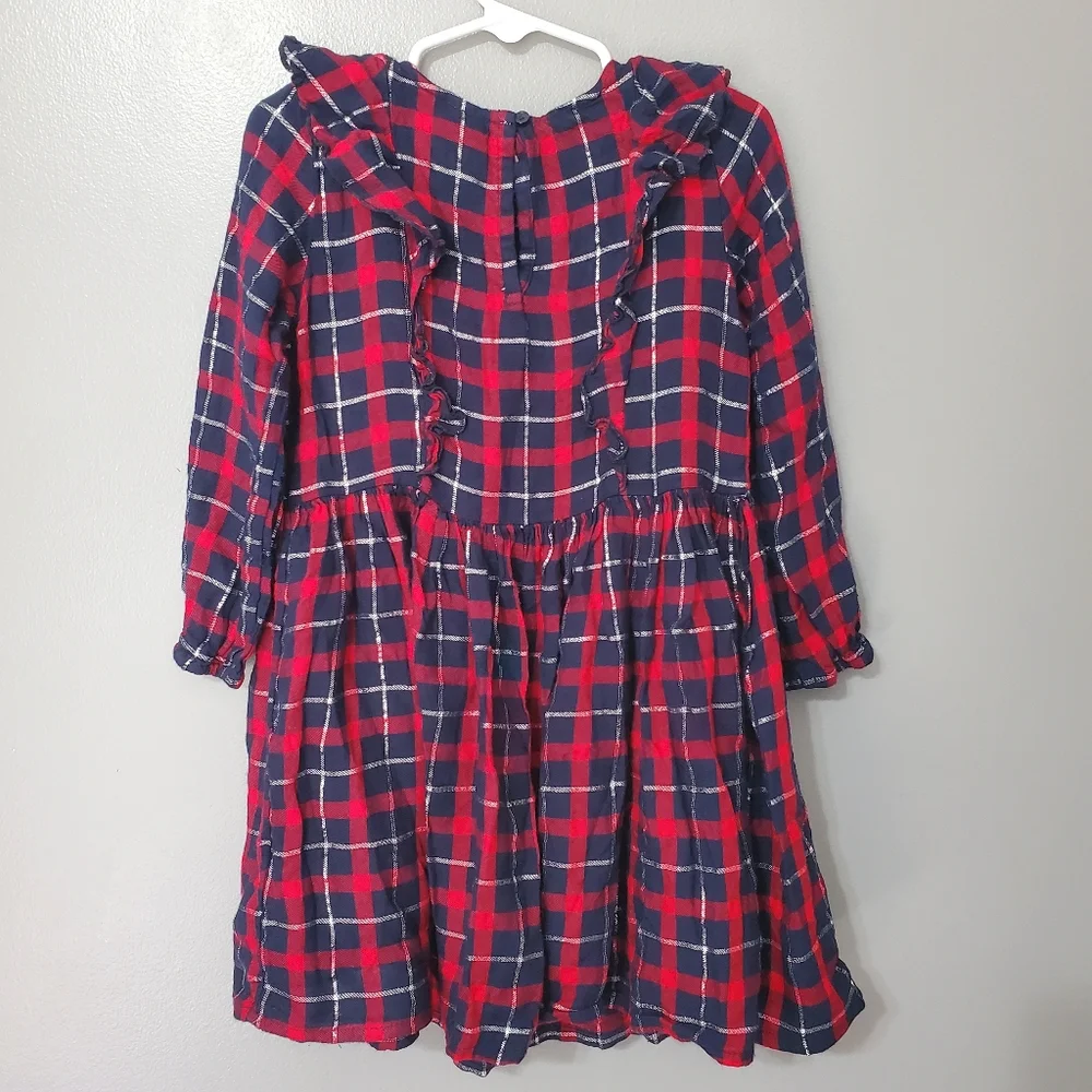 OshKosh B'gosh Red and Blue Plaid Long Sleeve Dress Girls Size 4T